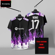【Free custom】2025 Fresh Design Futsal Football Full Sublimation Flame style Jersey Custom Name baju 