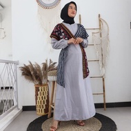 Terhemat Gamis Batik Kombinasi Polos Terbaru Gamis Batik Wanita Ory