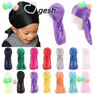 GESH1 2Pcs Elastic Headwrap, Imitation Silk Pirate Pirate Hat, Cap Durag Hip Hop Long Tail Baby Turban Hijab Kids