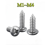 [HNK] 304 Stainless Steel Round Head Self-Tapping Screw Wooden Screw Phillips Slot Plate Head Screw 