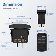 Momentary Rocker Switch 12V 24V Up Down Reverse Polarity DPDT 7 Pin Arrow Rocker Switch (ON)-Off-(ON