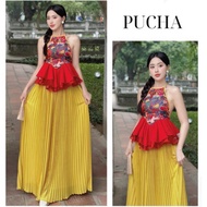 Hottrend ruffle camisole set with pleated skirt (lotus camisole dress, dance camisole, Hoi An camiso
