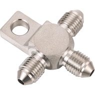 Stainless Steel 3AN Male Brake Line Tee Block Fitting Adapter with Mount Tab