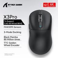 Attack Shark X3Pro Bluetooth Mouse Wired Mode 8kHz Pixart Paw3395 Trimode Wireless Mode 4kHz Lightwe