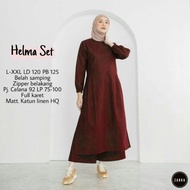 Estusae: Helma Set. Setelan Linen. One Set Linen. Atasan Long Tunik