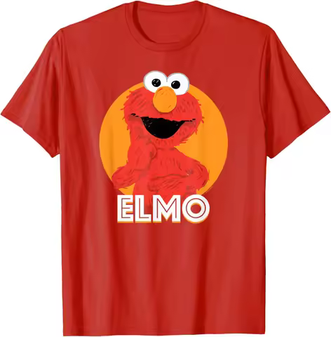 Men's T-shirt, Sesame Street Elmo Face Halloween Costume T-Shirt S-4XL, Royal Cotton Spring Summer