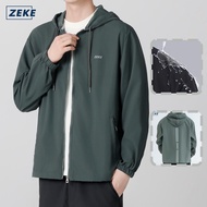 ZEKE C0021 Men's Waterproof And Windproof Loose Solid Color Jacket With Pockets And Hat