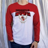 MERAH KATUN 28S/ COTTON T-SHIRT Red and white LONG-SLEEVED garuda dirgahayu 17 August 1945/ut 80th