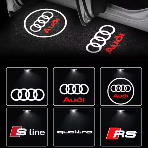 2pcs Led Car Door Welcome Lights For Audi Sline A1 A3 8P 8V A4 A5 A6 A7 A8 Q3 Q5 Q7 Q8 S3 S4TT Logo 