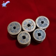 Antique Distressed Brass Five Emperor Coins 3 Big 2 Small Treasures Handmade Copper Coins Five Emper