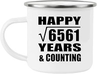 Designsify Gifts, Happy 81st Anniversary Square Root of 6561 Years & Counting, 12oz Camping Mug Stai