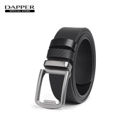 DAPPER เข็มขัดหนัง Carbon Fiber Slim Plaque Buckle Belt สีดำ