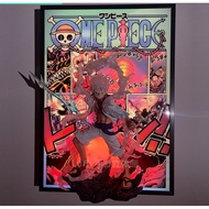 One Piece Luffy 3D Light Decoration Painting 3D Anime Figure 3-Color Frame Changeable Can