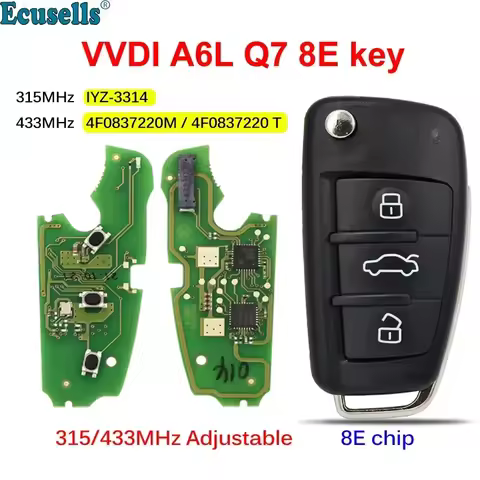 Xhorse VVDI Smart Remote Key 3 Buttons 315MHz/433/868Mhz 8E Chip for Audi A6L Q7 2005-2011 8E0 837 2