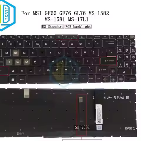 US RU RGB Backlit Keyboard For MSI Katana GF66 GF76 Pulse GL66 GL76 MS-1582 MS-1581 1583 MS-17L1 17H