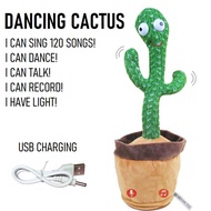 Dancing Cactus Plush Musical Toy Singing Dancing Talking Recording Lighting USB Charging