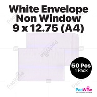 White Envelope A4 / Sampul Surat Putih / Non-Window Envelope 9" x 12.75" (A4 Size) – 50 Pcs