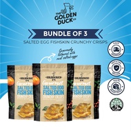 [Bundle of 3] The Golden Duck Salted Egg Fish Skin Crunchy Crisps  Snacks