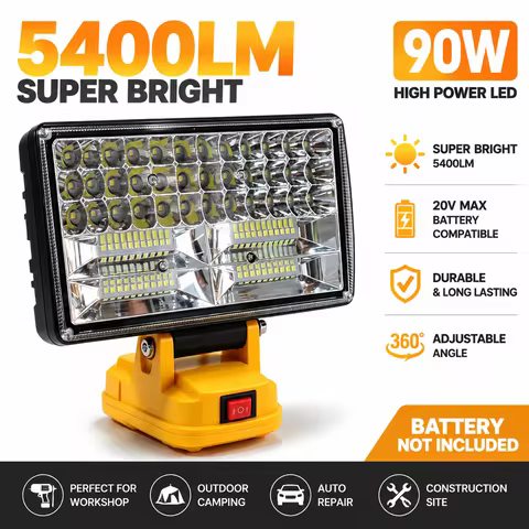 20V MAX LED Work Light For Dewalt 18V Battery Portable Flood Light 5400LM Cordless Job Site Lamp Out
