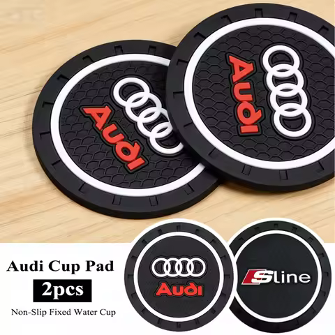 2Pcs For Audi Sline A1 A2 A3 A4 A5 A6 A7 A8 Q1 Q2 sticker Silica Gel Car Coaster Water Cup Anti-slip
