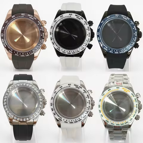 39mm VK63 VK64 Watch Case Band Fit 29.5mm Dial No logo For Seiko Daytona VK63 Quartz Movement Mod Pa