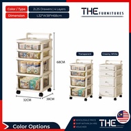 THE L32/64cm (4-8 Layers) Multipurpose Storage Trolley Rack Drawer Storage Cabinet With Wheels