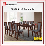 [OPTIONS] PORSON Solid Wood Dining Table 6 Seater Dining Table 8 Seater Dining Table Set 6 Dining Set 6 Set Meja Makan