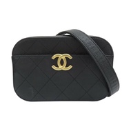 黑色 荔枝紋 牛皮  腰包【CHANEL 香奈兒】