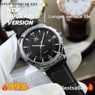 OPK นาฬิกา ผู้ชาย กัน น้ำ 2025 ต้นฉบับนำเข้า ควอตซ์สีเงินสีดำ นาฬิกา ผู้ชาย ปฏิทินคู่ ส่องสว่าง เข็ม