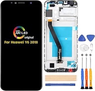 A-MIND for Huawei Y6 2018 LCD Display Screen Replacement ATU-L11 ATU-LX3 ATU-L21 ATU-L22 Touch Screen Digitizer Full Assembly Repair Kits,with Tools(Black with Frame) (Black with Frame)