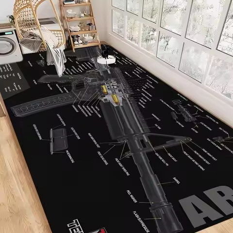 Black Ar 15 Ak47 Gun Room Mats Anti-slip Absorb Water Long Strip Cushion Bedroon Mat Household Carpe