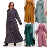Women Abaya Cloak 2-Piece Dress Inner and Robe Set Women Muslim Wear