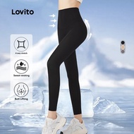 Lovito Summer/Spring Sports Leggings Butt Lifting Leisure High Waist Casual Sports Yoga Running Pant
