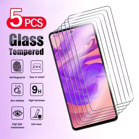 5Pcs Ultra Clear Tempered Glass for Samsung Galaxy A13 A15 A16 A25 A35 A55 Screen Protector for Sams