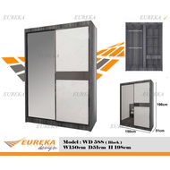 EUREKA 5ft Wardrobe Sliding 2 Door Mirror Wood / Almari Baju WD588 (Delivery &amp; Installation Klang Valley ONLY)