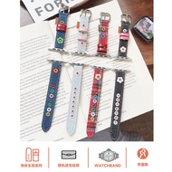 [Trendy Strap] Shell Reese iwatch Strap Colorful Flower Denim Metal Leather FIT4 Summer New Style GT