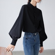Long Sleeve Blouse Tops for Women Korean Blouse Plain Blouse Vintage Polo Blouse for Women Trending 