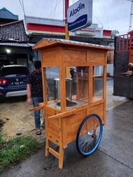 Gerobak Bakso Dorong Bahan Kayu Jati Roda Becak