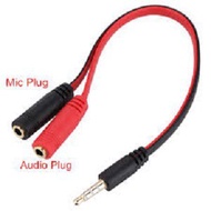 3.5mm Jack to Headset + Mic Cable Male to 2 Female Stereo Cable Mic & Audio