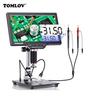 TOMLOV DM202M HDMI Digital Microscope with Multimeter 10.1" Soldering USB Microscopio for Electronic