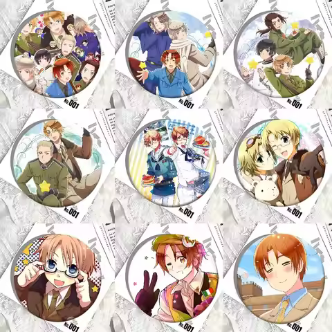 Anime Hetalia World Stars Badges Round Badge Tinplate Coin Brooch Clothing Backpack Accessories Lape