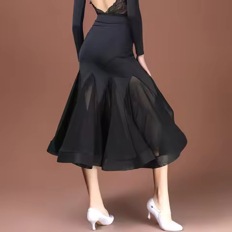 New Latin Dance Skirt Female Ballroom Dance Competition Skirt Large Swing Skirt Modern Dance Waltz L