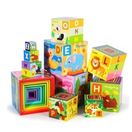 Wooden Toys ABC Stacking Blocks Vocabulary For Children's Development