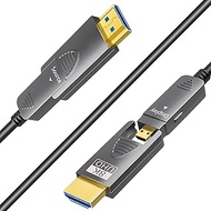 8K Fiber Optic HDMI Cable, Micro HDMI to HDMI 2.1, Detachable Type A+D, 48Gbps Ultra Speed, HDR, 3D,