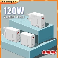 120W Super Fast Charger QC3.0 Travel Conversion Socket For ios Micro Type C Phone Adopter Charger QC