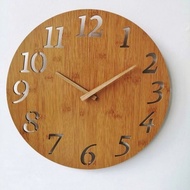 Teak/natural wood wall clock/wooden clock