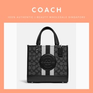 Coach black monogram square crossbody bag with round logo