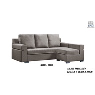 | SKModernFurniture | 3 Seater Fabric Grey Sofa + Stool