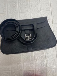二手商品98%新｜Hermes Halzan 31cm❤️CK89 Noir 黑色 TC leather 銀扣 Stamp U🔖