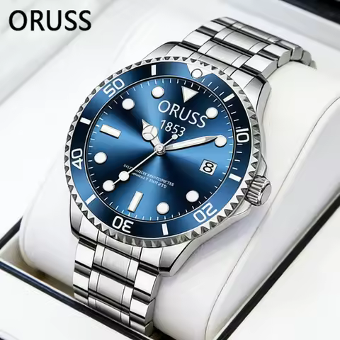 ORUSS New Business Men's Watch 40mm Classic Rotating Bezel Diving Series Waterproof Luminous Calenda